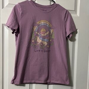 Life Is Good Lavender Tee with Sunrise Nature Graphic